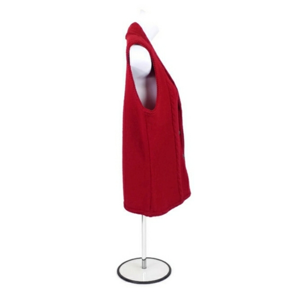 Vintage Coldwater Creek Red Boiled 100% Wool Sleeveless Vest Womens Size Medium - Picture 3 of 16